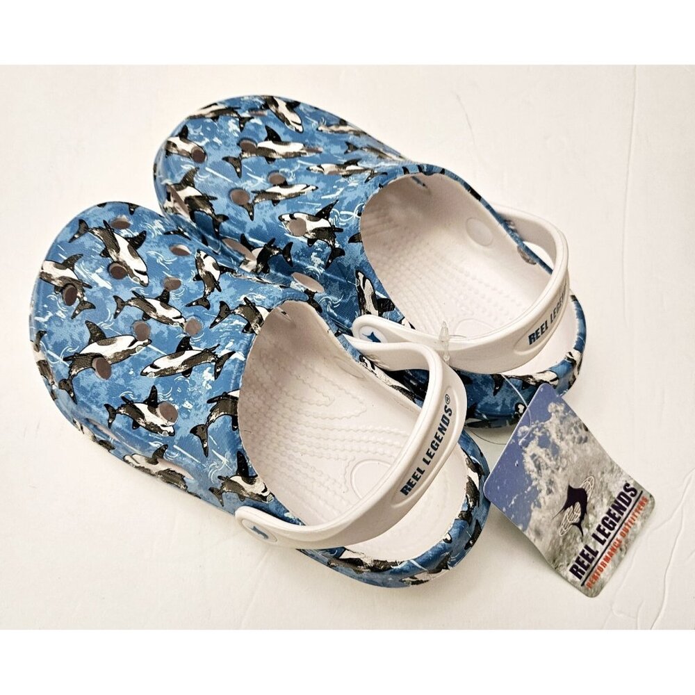 Kid's Reel Legends Toddler Clog Shark Print Shoes Beach Pool Fish Ocean